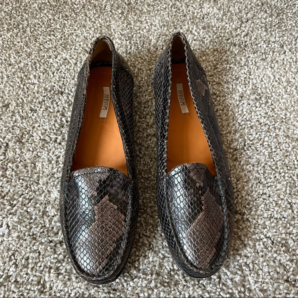 Geox Snake Croc Flats Brown 38.5 - Picture 2 of 11